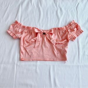 Nasty Gal Glam Coquette Satin Bow Ruffle Going Out Off Shoulder Top 🍧 Size 2